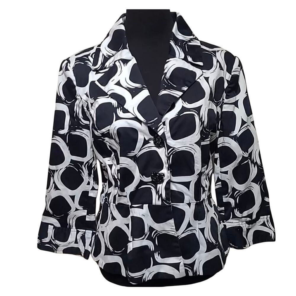 GRACE Dane Lewis 10 B & W lined short jacket. Excellent condition!